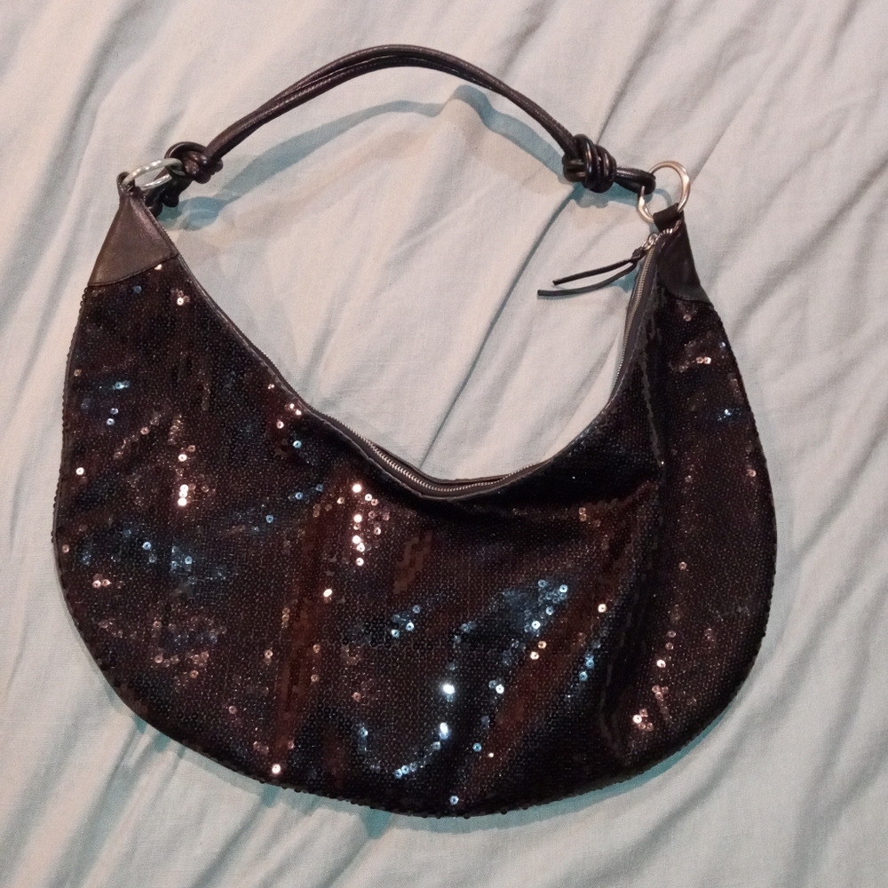 Black Sequin Large Hobo bag